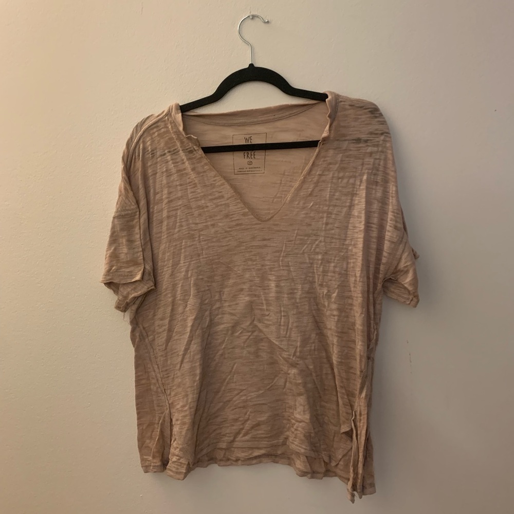 we the free light mauve / rose deep v neck tee